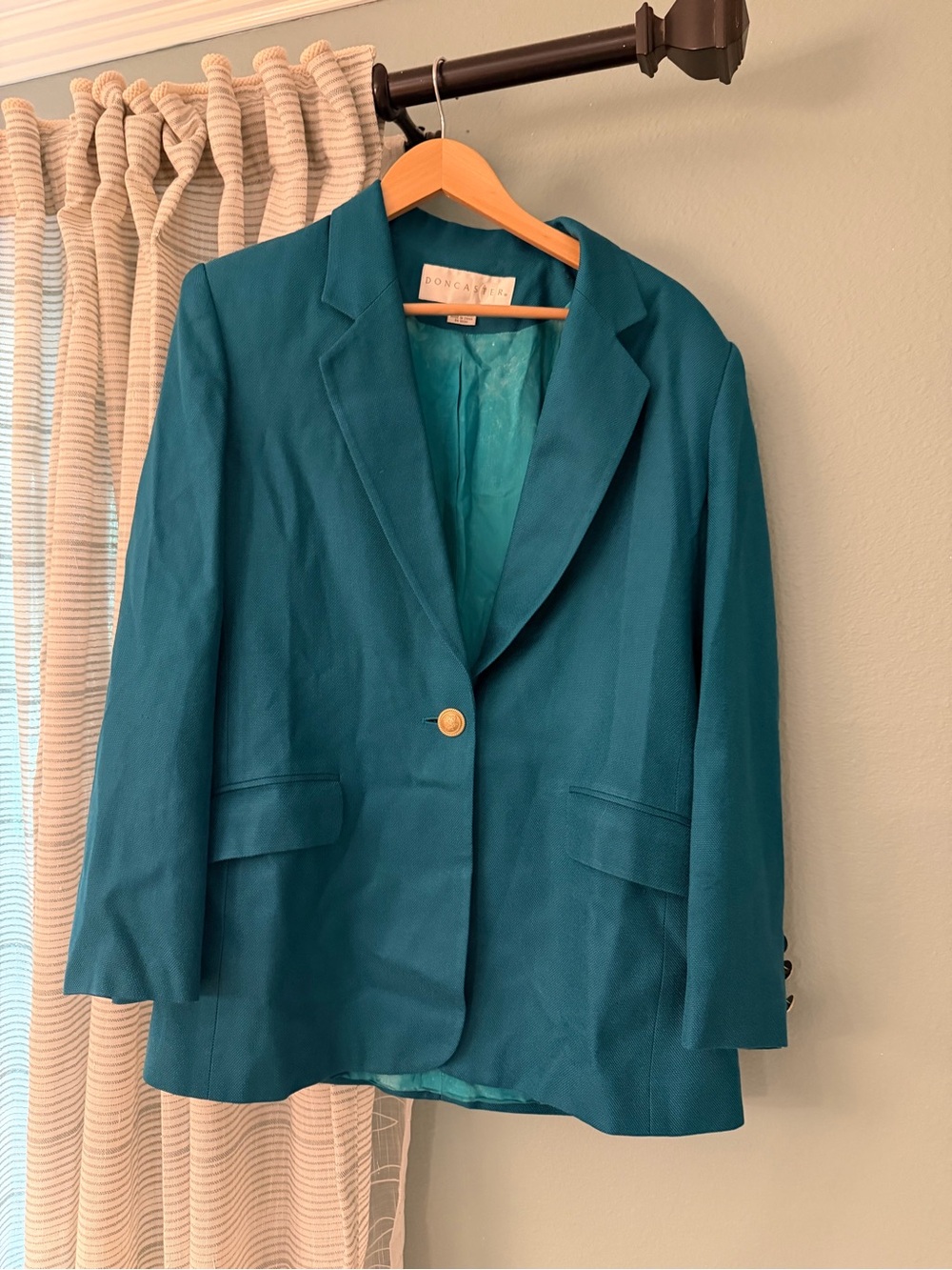 Doncaster Teal Single-Button Blazer Jacket for Women size 12 vintage